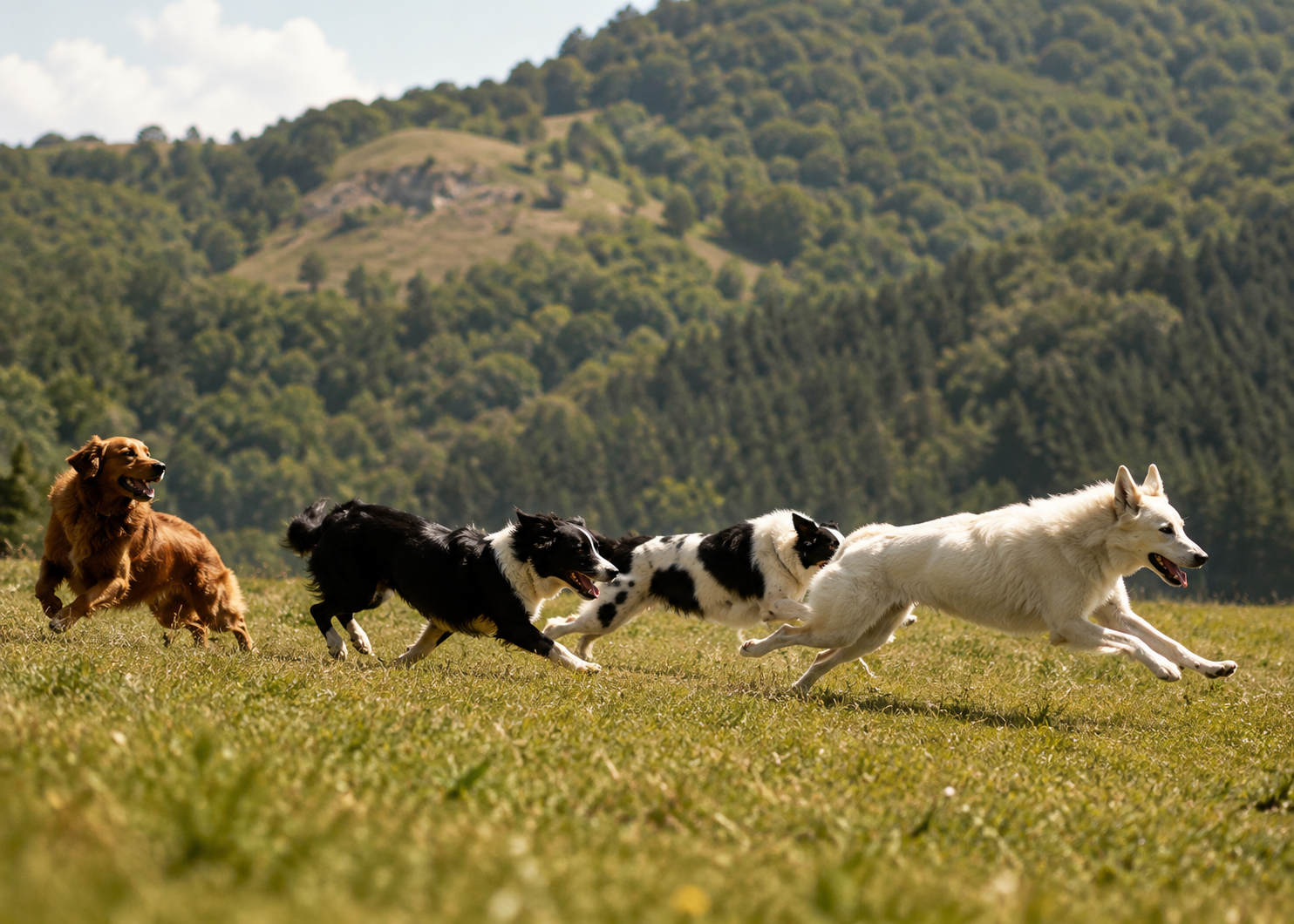 Cane durante un momento di esplorazione e movimento in natura
