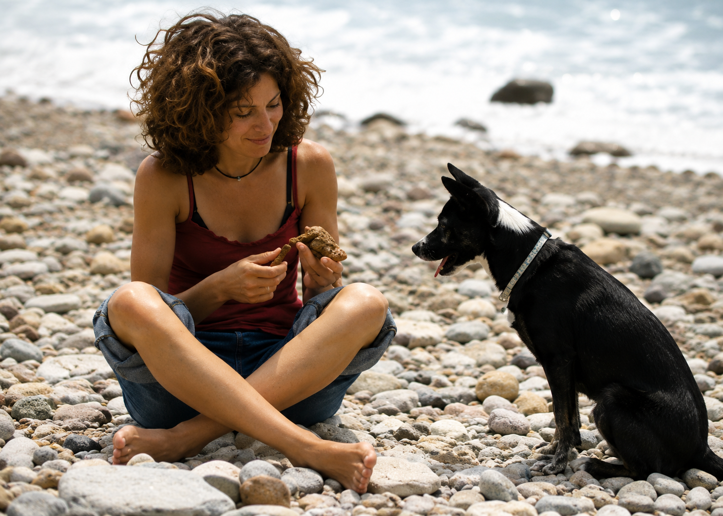 Persona e cane durante un’esperienza nella vita quotidiana