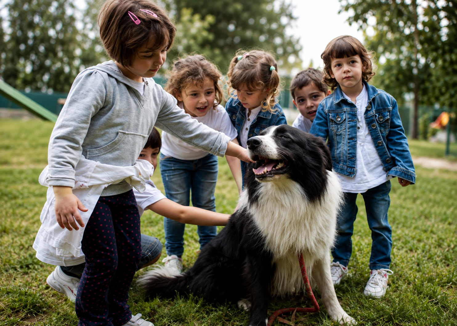 Attività educativa con bambini e cane